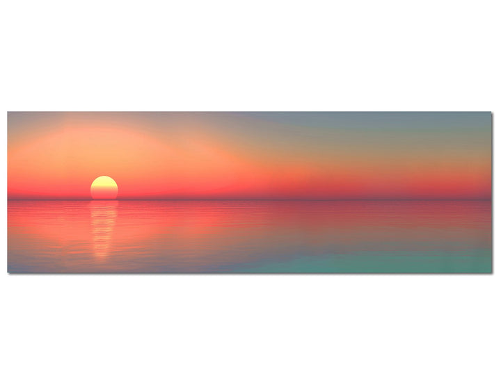 Paul Sinus Art Panoramabild auf Leinwand und Keilrahmen 150x50cm Meer Horizont Sonnenuntergang Spieg
