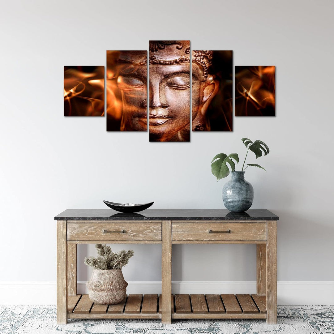 Runa Art Wandbilder Buddha Feng Shui 5 Teilig Bild auf Vlies Leinwand Deko Wohnzimmer Schlafzimmer R