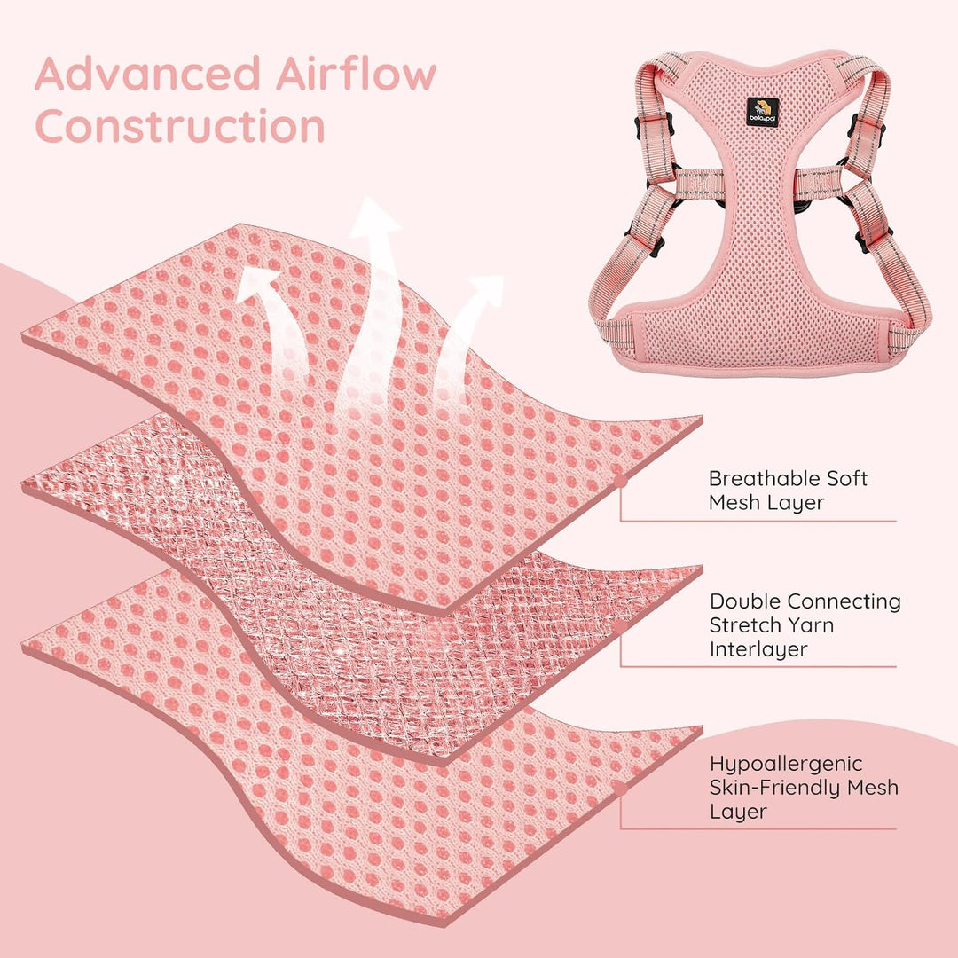 BELLA &amp; PAL Hundegeschirr und Leine Set, Step-in Design mit atmungsaktivem Air-Mesh, reflektierenden