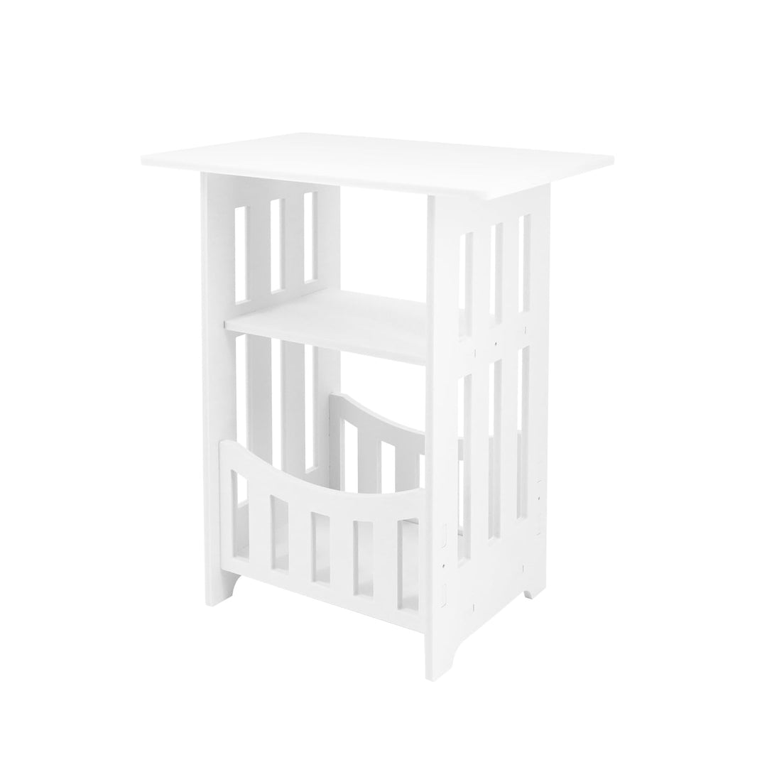 Nachttisch Weiss, 2 Ebenen Beistelltisch, Wohnzimmer Sofa Tisch Beistelltisch, Nordic Stil Schlafzim