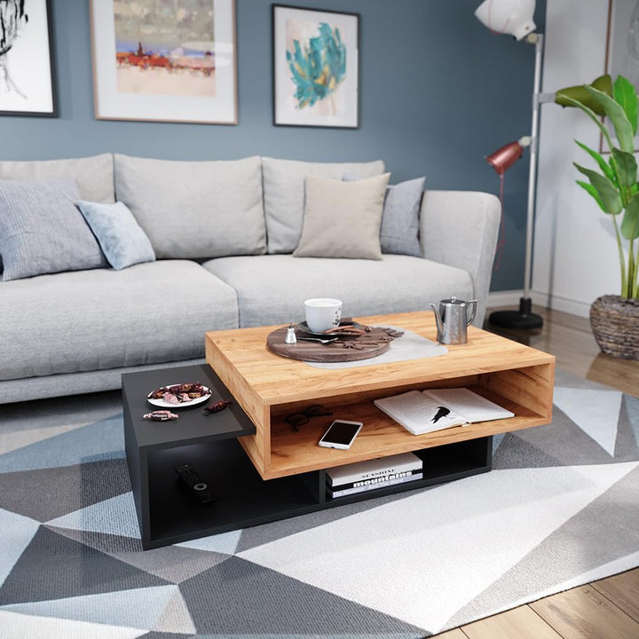 Vicco Couchtisch Sofatisch Beistelltisch Bari Anthrazit/Goldkraft