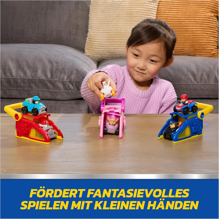 PAW PATROL – Pup Squad Launcher mit Chase & Ryder, 2 Mini Fahrzeuge (ca. 6,5cm) mit Launcher für ras