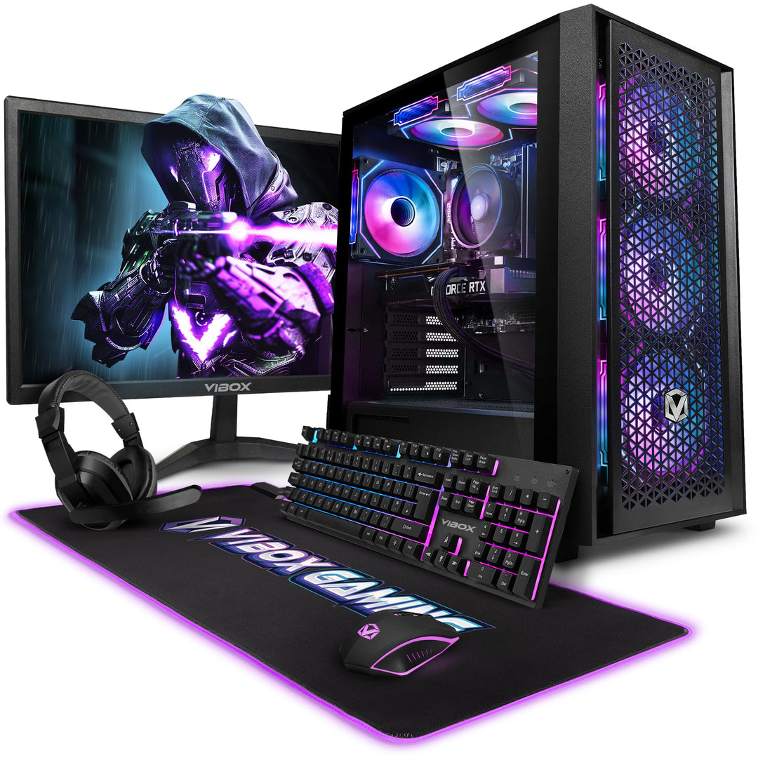 Vibox V-8 Gaming PC Set Komplett • Monitor 23 Zoll • AMD Ryzen 5 5500 4,2GHz • Nvidia RTX 3050 6GB •