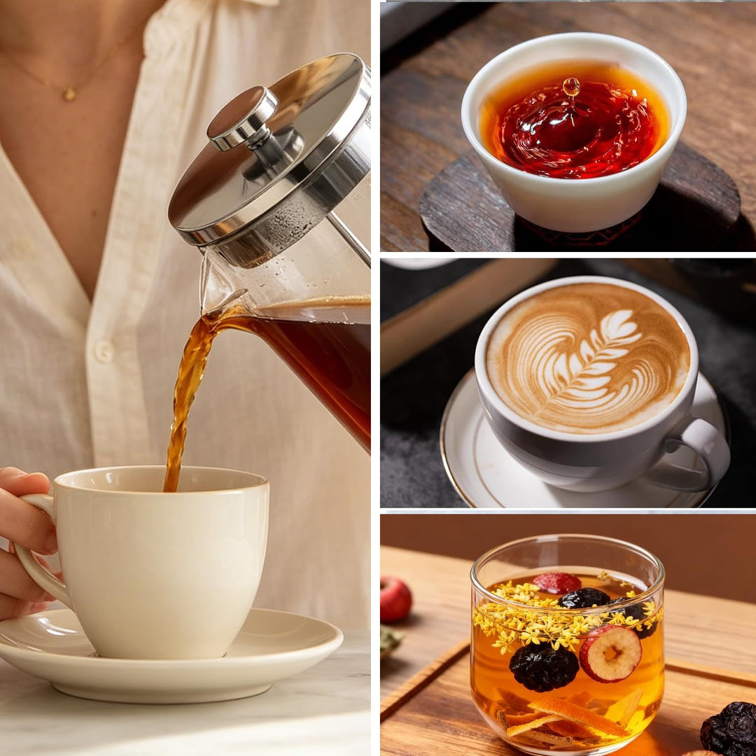 French Press 1 Liter, Grosse Kaffeebereiter, Thermo Doppelwand Design, Kaffeebereiter aus Borosilika
