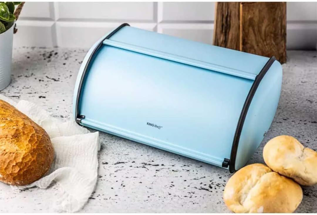 KING HOFF Brotkasten Brotbox Brotbehälter Brotdose (Blue, 44L x 27B x 18,5H cm) Blue 44 cm x 27 cm x
