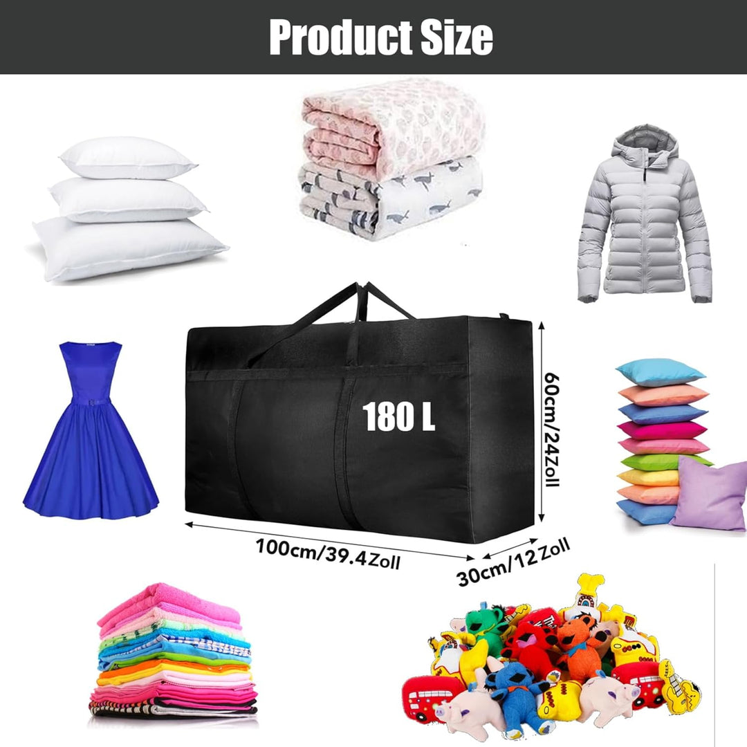 Aufbewahrungstasche,180 L Reisetasche Gross,600D Heavy-Duty Umzugstaschen Mit Reissverschlüssen Hand