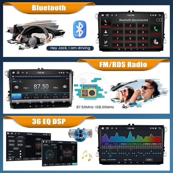 [8 Core 4G+64G] CAMECHO Autoradio Android 13 für VW Golf 5 6 Polo Skoda Passat mit Wireless Carplay
