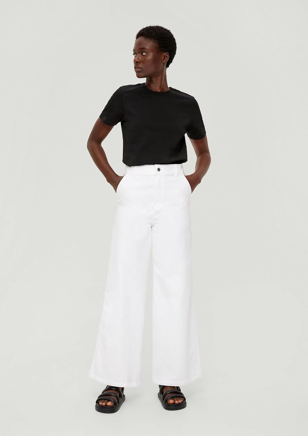 s.Oliver Women's Jeans, Suri Wide Leg, White, 36/30