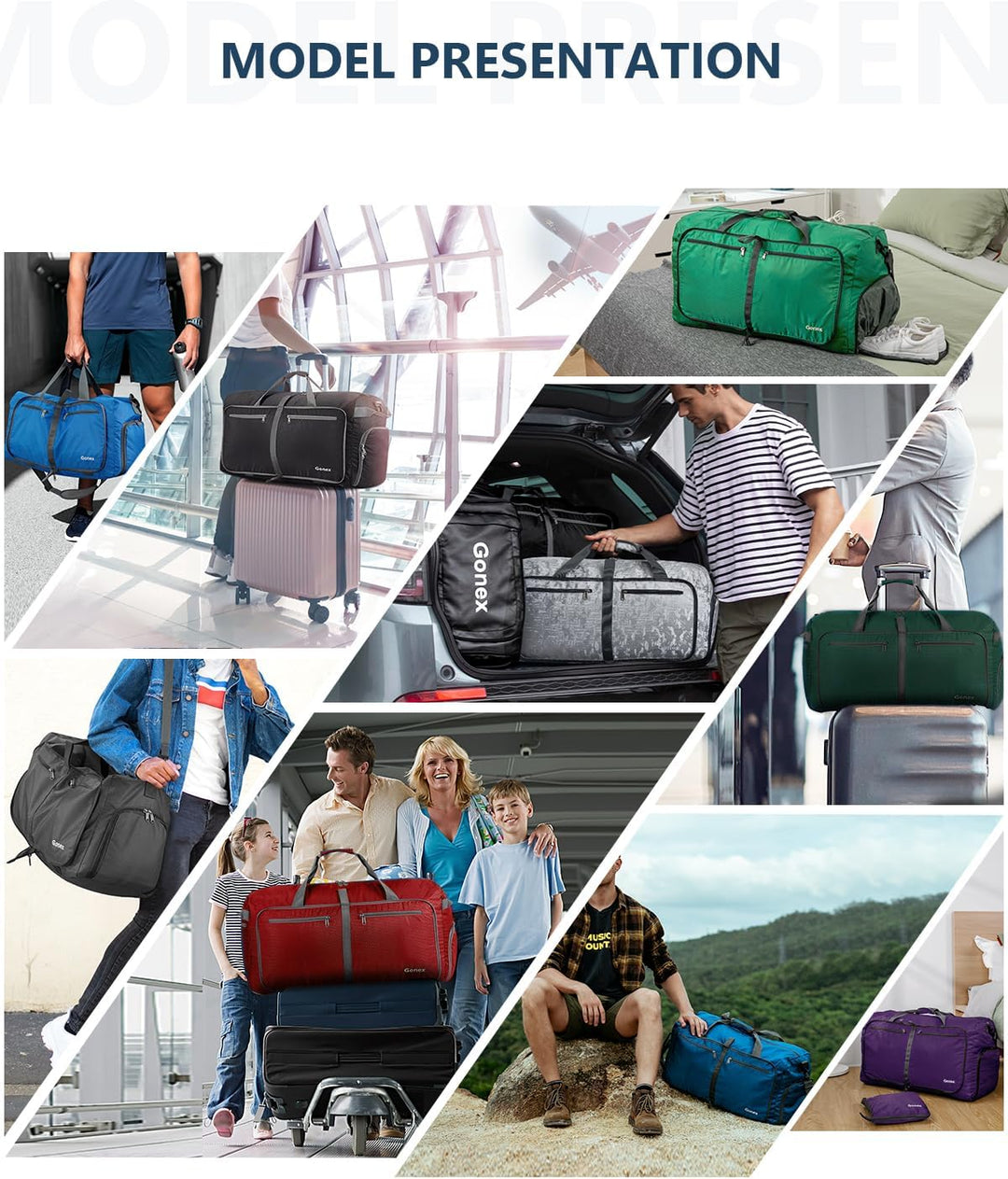 Gonex Faltbares Reisegepäck Leicht 40/60/80/100/150L Grosse Reisetasche Sporttasche für Reisen Fitne