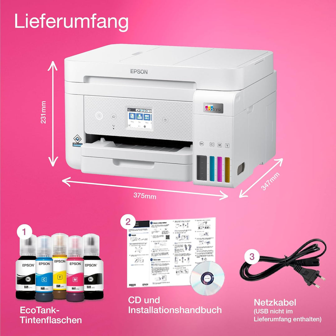 EcoTank ET-4856 A4-Multifunktions-Wi-Fi-Tintentankdrucker, mit einem im Lieferumfang enthaltenen Vor