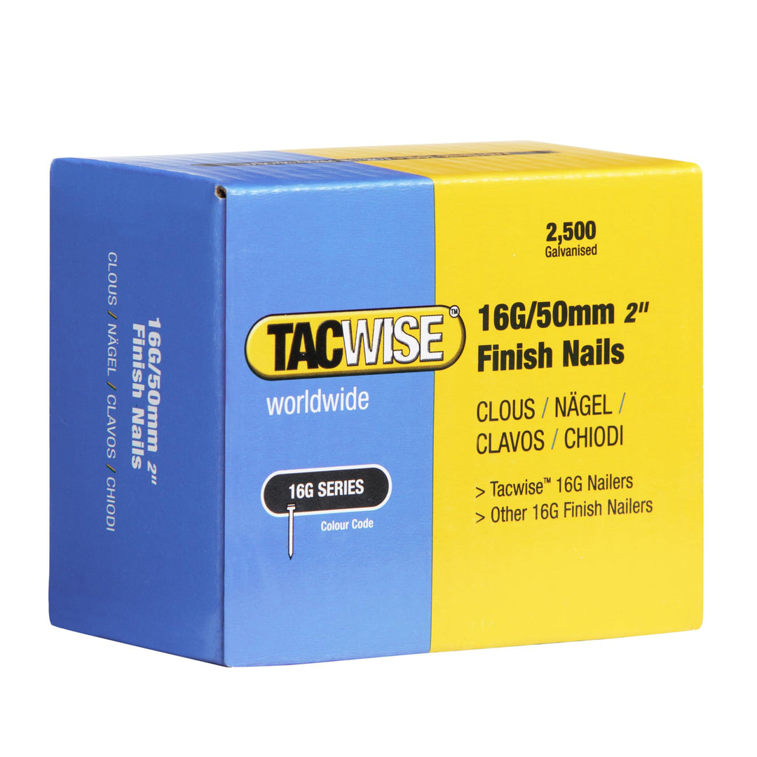 Tacwise 0298 Typ 16G / 50 mm Verzinkte Nägel, Packung mit 2500 Stück 16G/50mm Silber, 16G/50mm Silbe