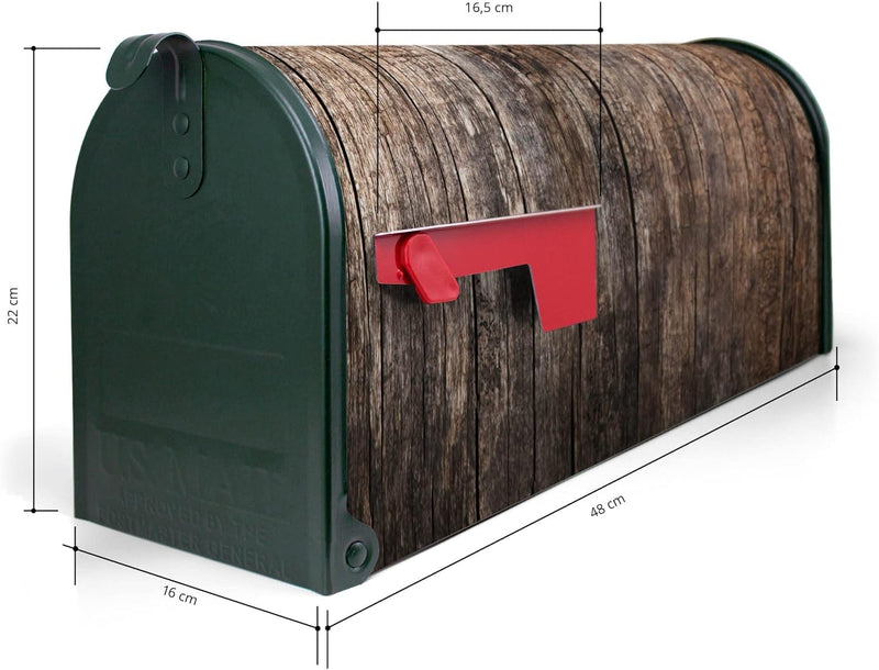 banjado® Amerikanischer Briefkasten - US Mailbox/Letterbox mit Motiv Altes Holz 51x22x17cm - Postkas