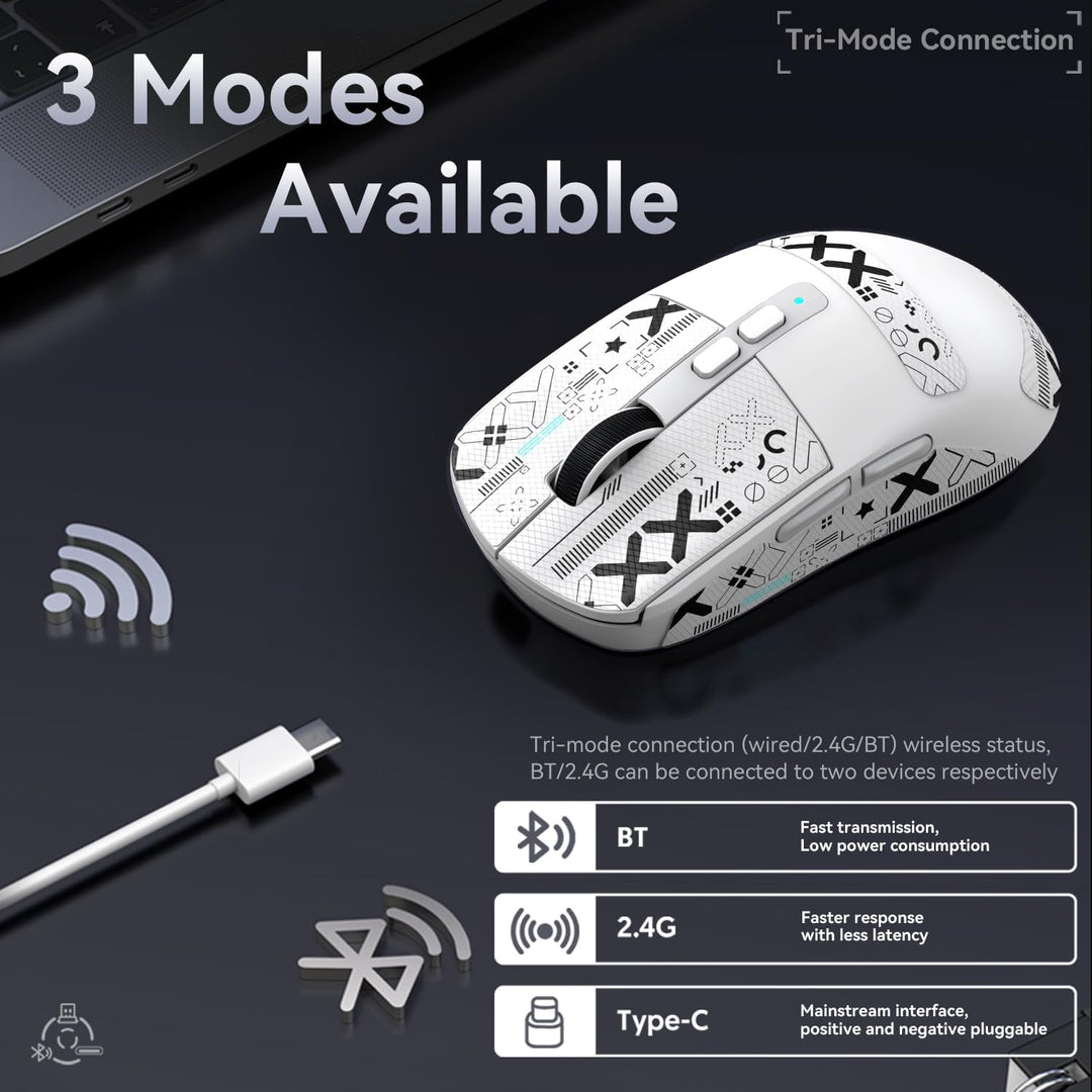 ATTACK SHARK X6 49g Superlight Maus mit magnetischer Ladestation, PixArt PAW3395 Gaming-Sensor, BT/2