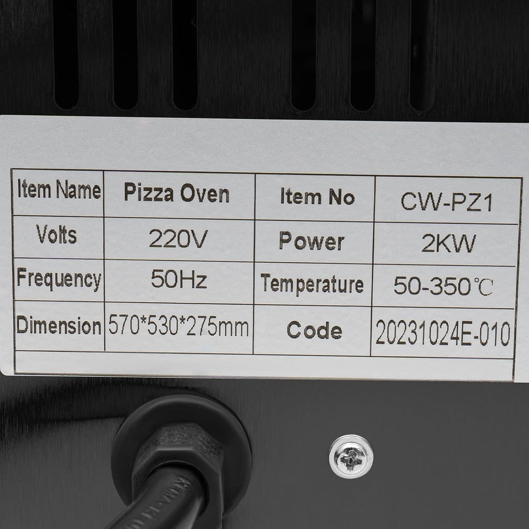 Pizzaofen, CW-PZ1 2000W Kommerzieller Elektrischer Pizzaofen Edelstahl Pizza Ofen Temperatur bis 50-