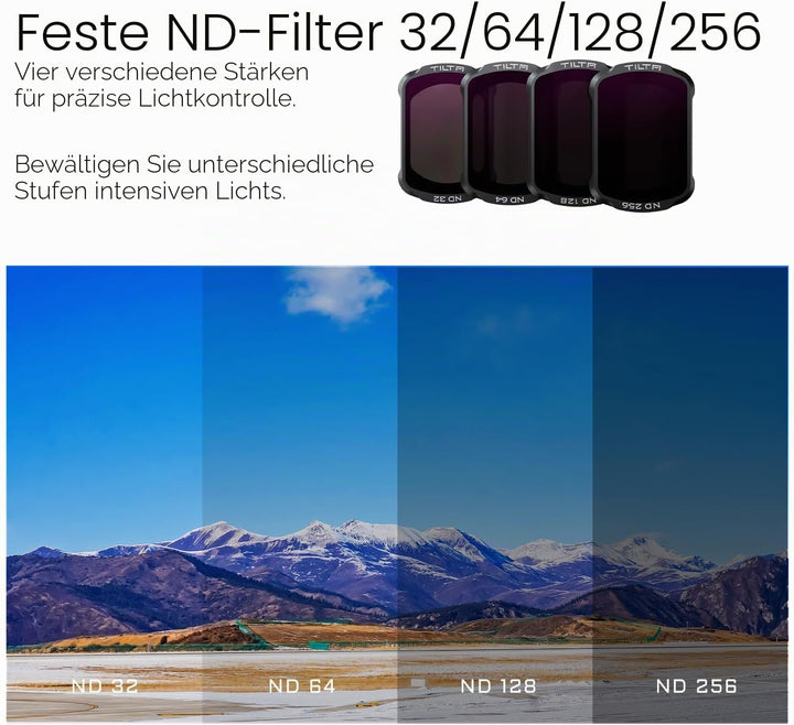 Tilta Pocket 3 ND32/64/128/256 Filter-Kit, 4er-Pack Magnetischer ND Filter Kompatibel mit DJI Osmo P