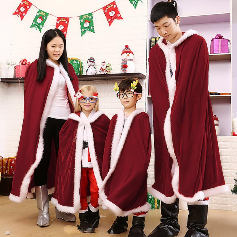 Weihnachten Santa Umhang mit Kapuze Weihnachtsmantel Cape Damen Weihnachtsfrau Kostüm Weihnachten Fa