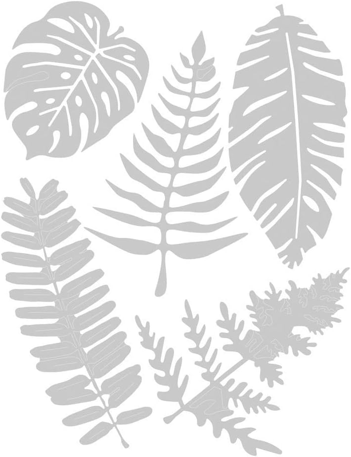 Sizzix Thinlits Stanzschablonen 5 Stk 664402 Grosse Tropenblätter von Jenna Rushforth, Mehrfarben, E