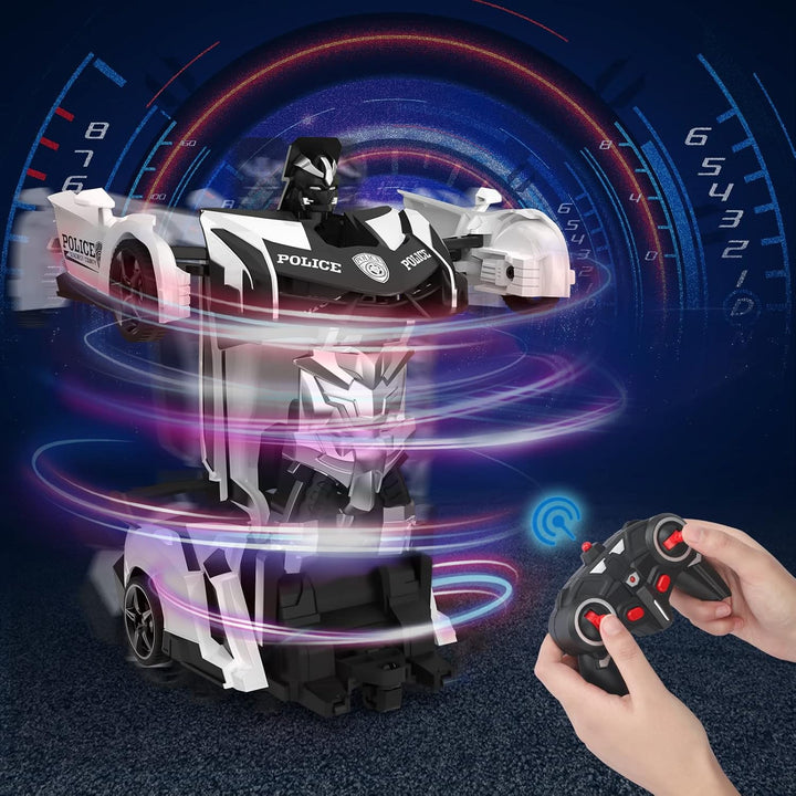 Ferngesteuertes Auto, 2 in 1 Transformator Ferngesteuerte Roboter Kinder Auto 360° Drehung RC Polize