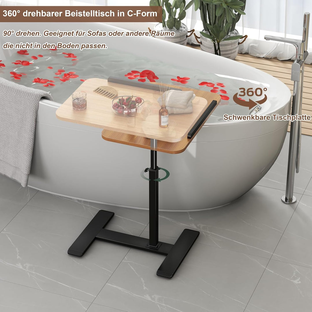 Beistelltisch C Form Höhenverstellbar, 360°Drehbar Laptop Stand Sofa Beistelltisch, Mobiler Couchtis
