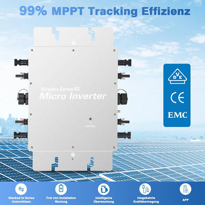 BuyWeek 1200W Balkonkraftwerk Grid Tie Inverter, Wechselrichter Solar Automatische Identifizierung,