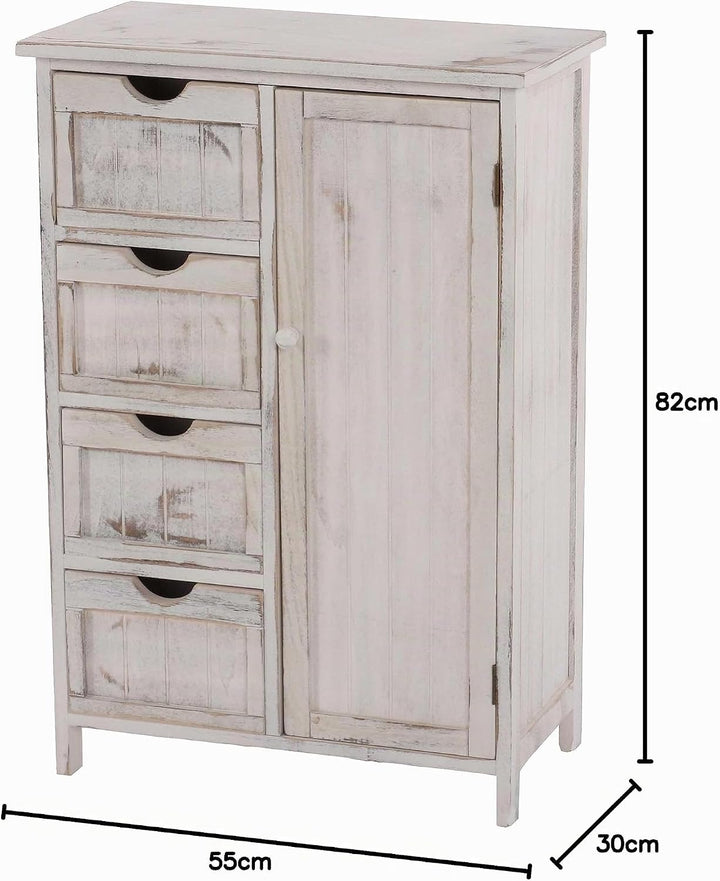 Mendler Kommode HWC-D12AM, Schrank Schubladenkommode, Shabby-Look Vintage 82x55x30cm - weiss
