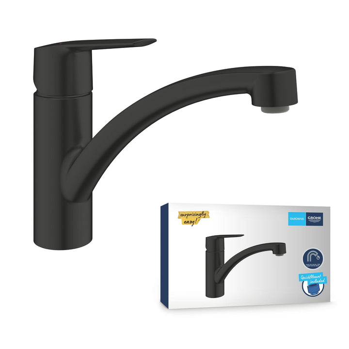 GROHE Start, Küchenarmatur mit flachem Auslauf (Wasserhahn für die Küche, 140° schwenkbar, wasserspa
