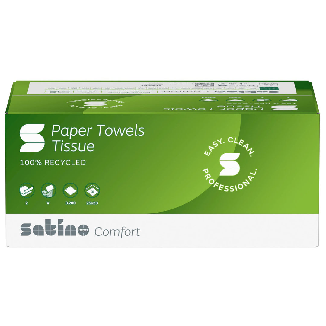 Satino by WEPA Comfort Papierhandtücher 2lagig - 3.200 Blatt (20x160) Format Tissue - grün mit 25x23