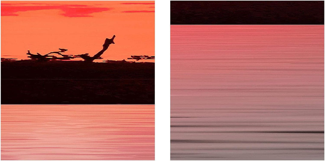 Runa Art Bild Wohnzimmer Schlafzimmer Afrika Sonnenuntergang 5 Teilig Giraffe Elefant Orange Wandbil