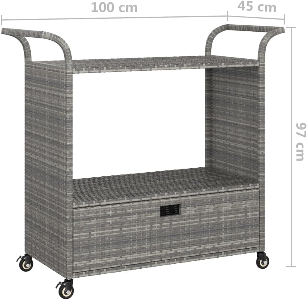 vidaXL Barwagen mit Schublade 4 Rollen Servierwagen Teewagen Küchenwagen Beistellwagen Arbeitswagen