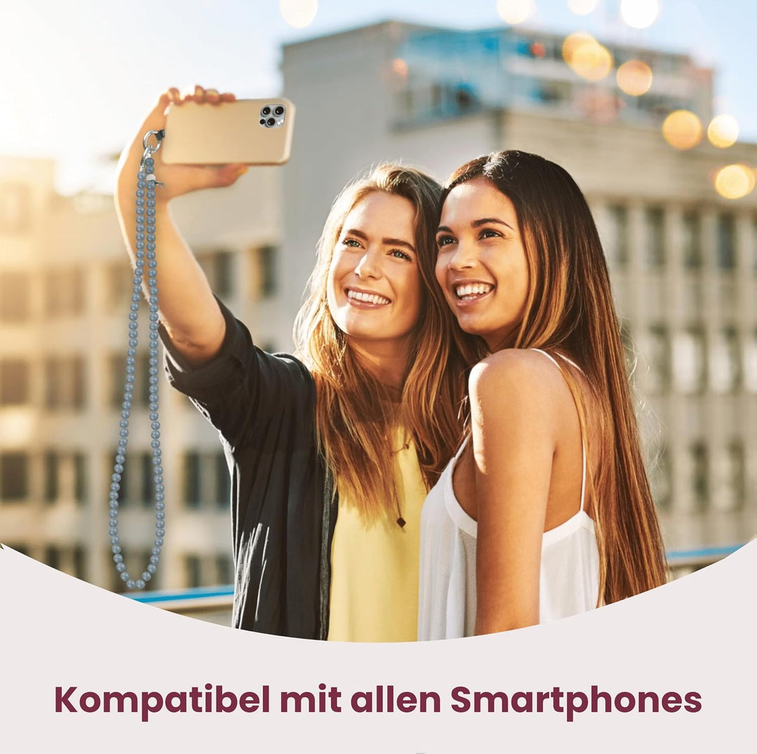 beadstars Perlen Handykette Universal zum Umhängen inkl. Patch und Geschenkbox, handgefertigt in Deu