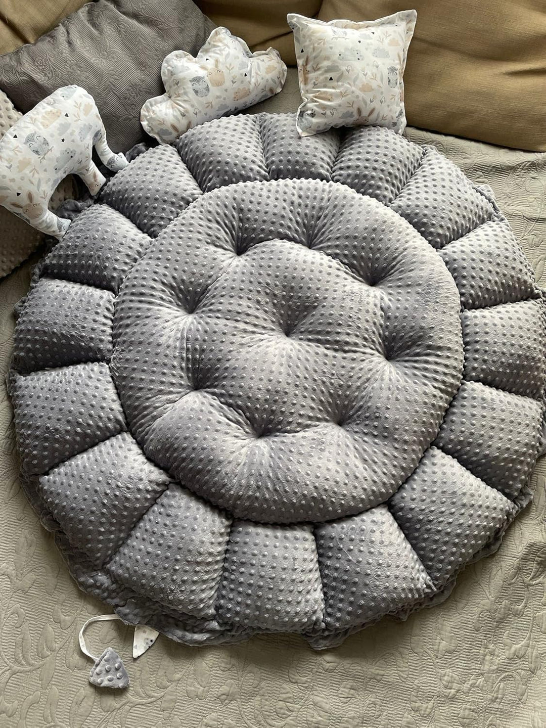 ENGELSNEST Kingsize XXL BABYNEST Nestchen-Ø 90cm Krabbledecke-Ø 155cm 2seitig Babynestchen Babykokon