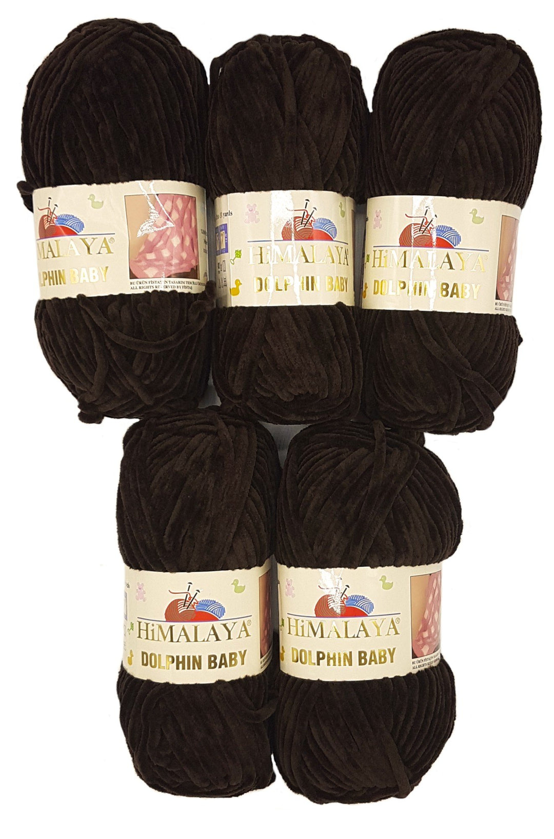 Himalaya Dolphin Strickgarn, 5 x 100 g, Babygarn, 500 g Garn Super Bulky, 600 m Dunkelbraun 80343, D