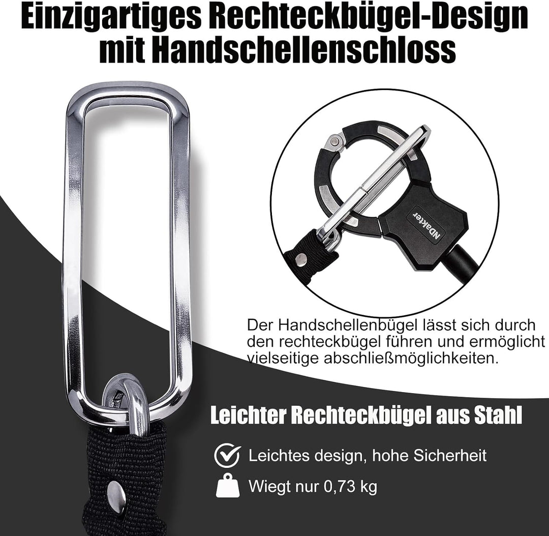 NDakter E Scooter Schloss, Handschellenschloss 105cm, Leicht mit Schlüssel 107cm Long mit 6mm Kette,
