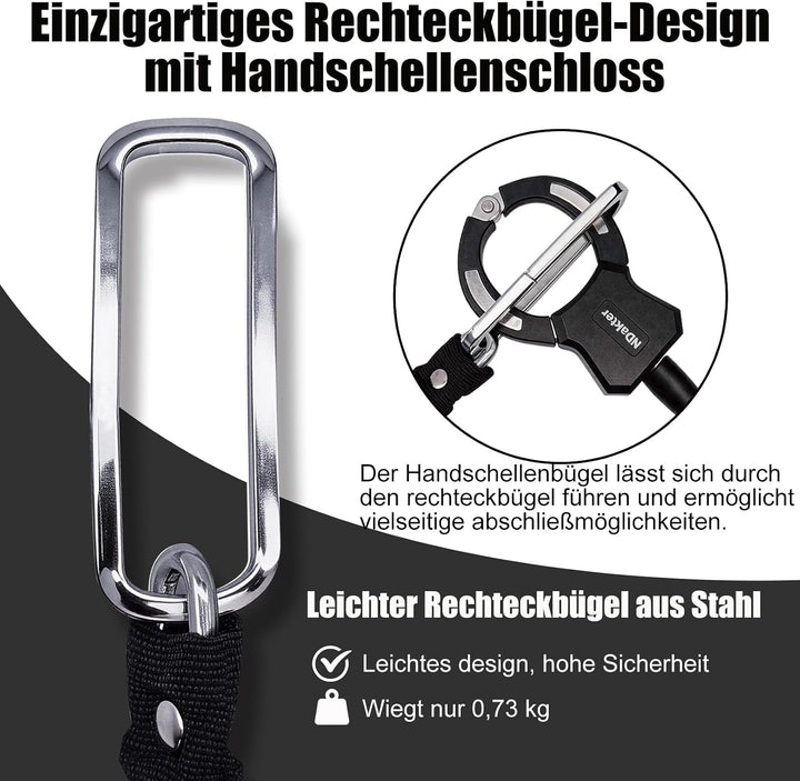 NDakter E Scooter Schloss, Handschellenschloss 105cm, Leicht mit Schlüssel 107cm Long mit 6mm Kette,