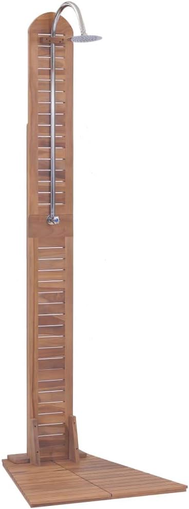 Festnight Gartendusche Aussendusche Garten Edelstah Aussendusche Duschkopf Teak Massiv 70 x 75 x 204