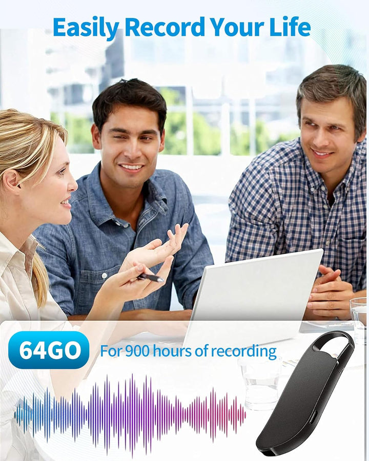 64GB Mini Digitales Diktiergerät, 1536KB Aufnahmegerät mit Voice Activated, Voice Recorder mit Wiede