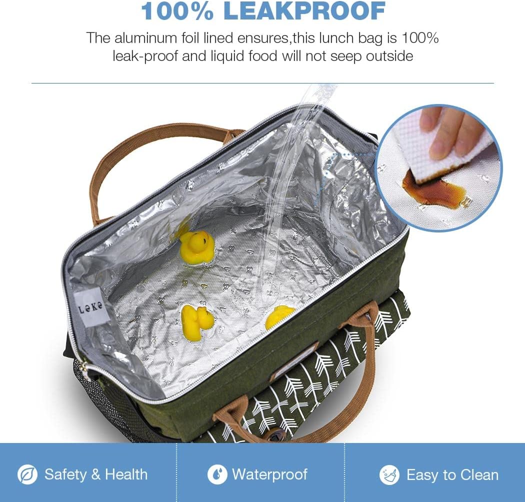 Lekesky Kühltasche Damen Lunchtasche Isolierte für Frauen Auslaufsichere Weit Geöffnete Lunchbox, 11