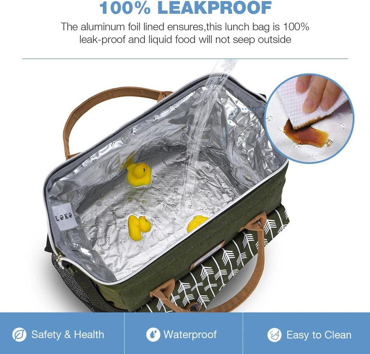 Lekesky Kühltasche Damen Lunchtasche Isolierte für Frauen Auslaufsichere Weit Geöffnete Lunchbox, 11