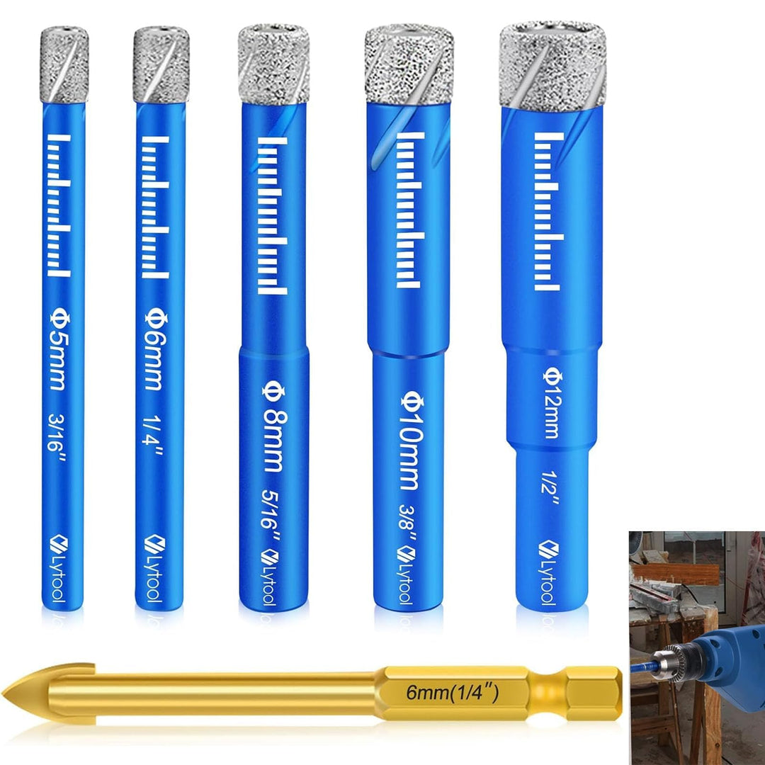 Diamantbohrer Set 5-12mm, Fliesenbohrer Glasbohrer Für Keramik Granit Glas Porzellan, 5 Tlg Profi Bo