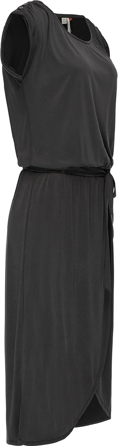 Ragwear Damen Kleid Midi Sommerkleid Ethany XS-XXL XS Schwarz, XS Schwarz