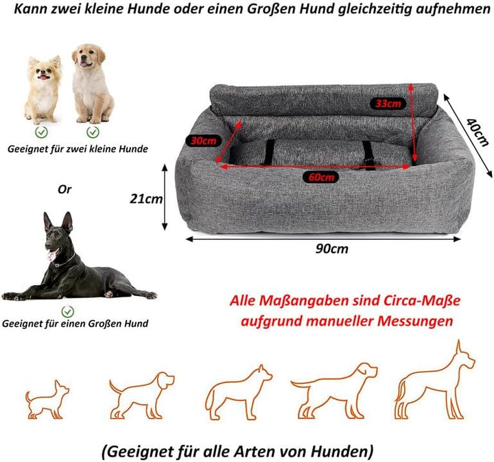 CALIYO Hundeautositz mit Fester Basis & Sicherheitsgurt, Hundesitz Auto für Alle Hunde, Memory Foam-