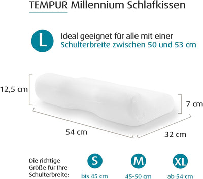 TEMPUR Millennium Kopfkissen Memory Foam, ergonomisches Nackenstützkissen für Rücken- und Seitenschl