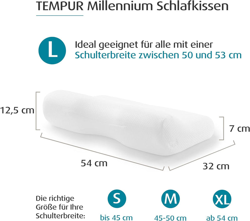 TEMPUR Millennium Kopfkissen Memory Foam, ergonomisches Nackenstützkissen für Rücken- und Seitenschl