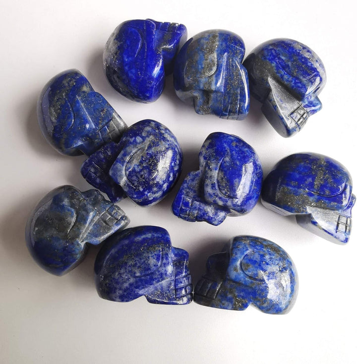 Lovionus89 Mini-Lapislazuli-Heilkristall, menschlicher Schädel, 2,5 cm, handgeschnitzte Figur, Dekor