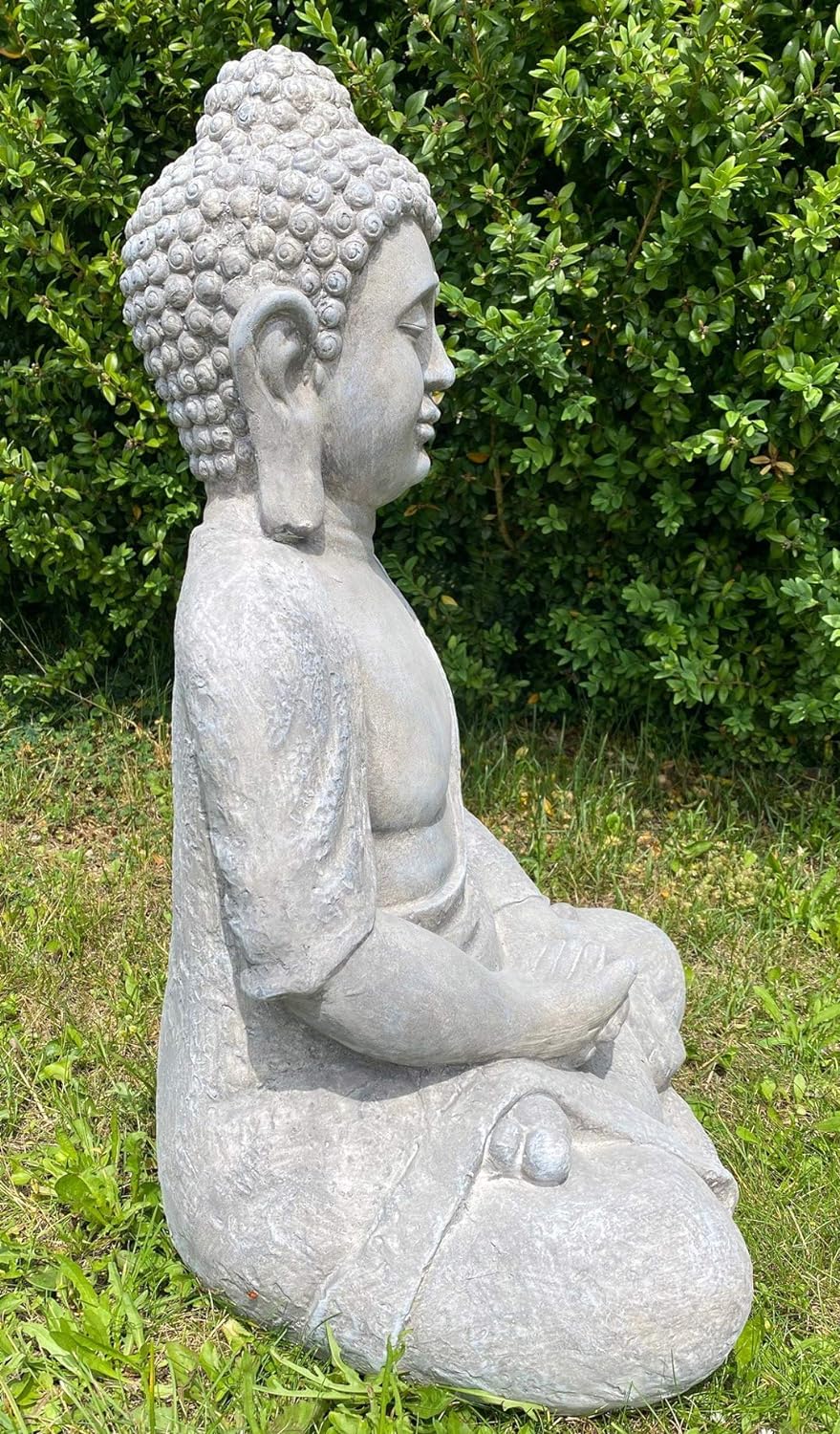 Worldconnection XXL Grosser Buddha 62 cm aus Polyresin (ähnlich Einer Steinfigur) Garten Deko Figur