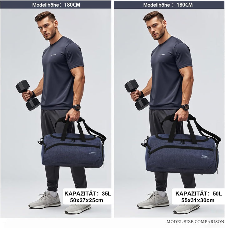 FIORETTO 35L Sporttasche &amp; Reisetasche für Damen und Herren, mit Schuhfach &amp; Nassfach, Wasserdicht T