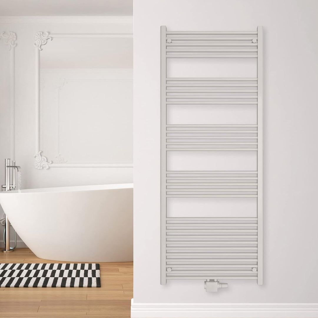 SHV Badheizkörper mit Mittelanschluss in weiss | Heizkörper für Badezimmer, Handtuchhalter für Wand
