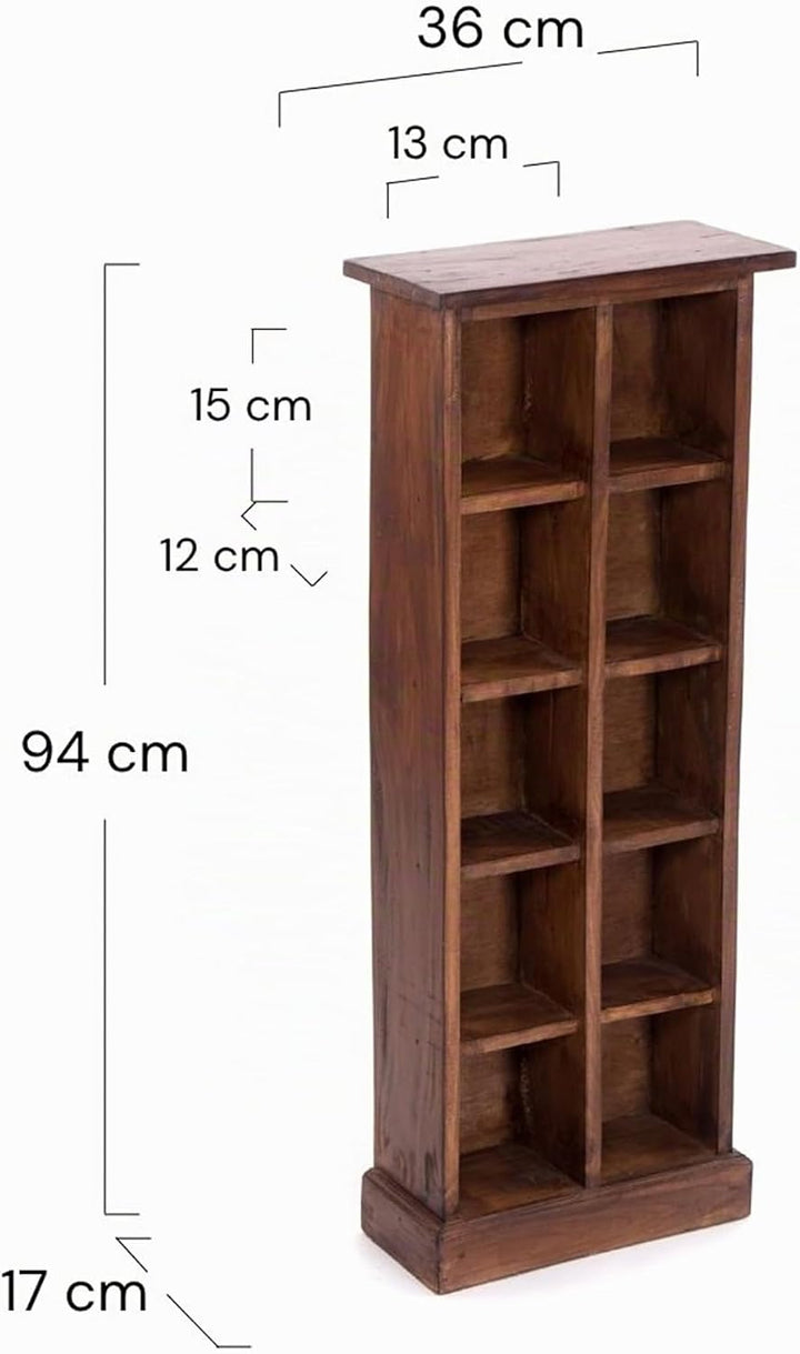 DESIGN DELIGHTS RUSTIKALES CD &amp; BÜCHERREGAL Nature | 94x36x17 cm (HxBxT), Recyclingholz | Holzregal