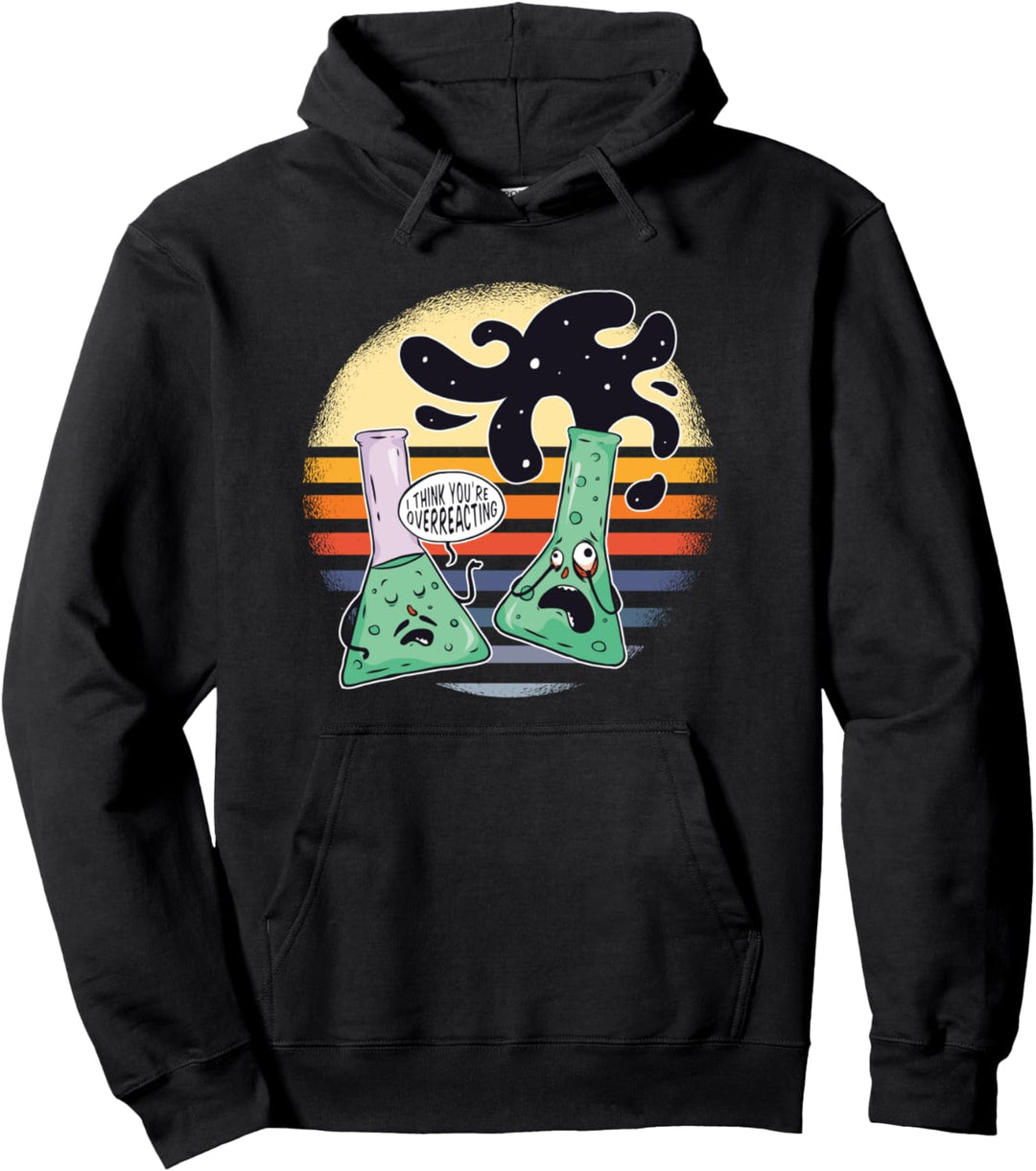 Überreagieren Reaktion Retro Reagenzglas Labor Geschenk Pullover Hoodie