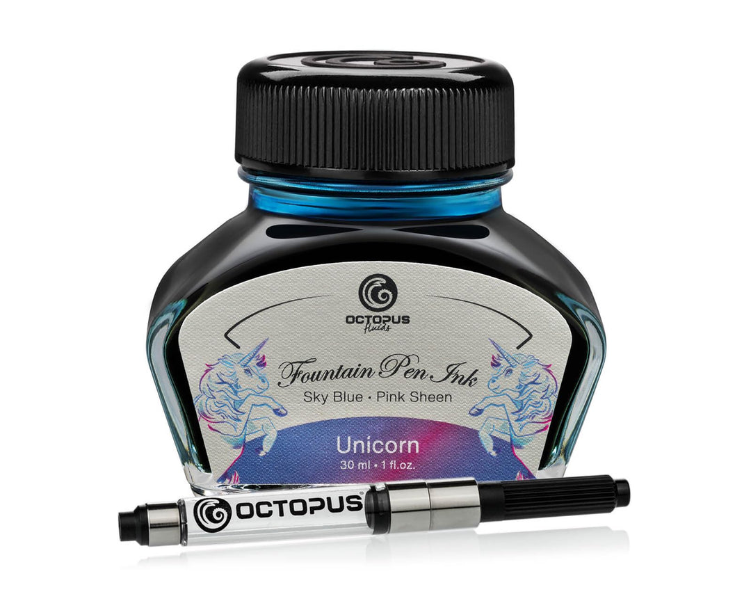 Octopus Fluids Füllhaltertinte Sheen mit Konverter, Unicorn, Blau, 30 ml Unicorn 30 ml, Unicorn 30 m